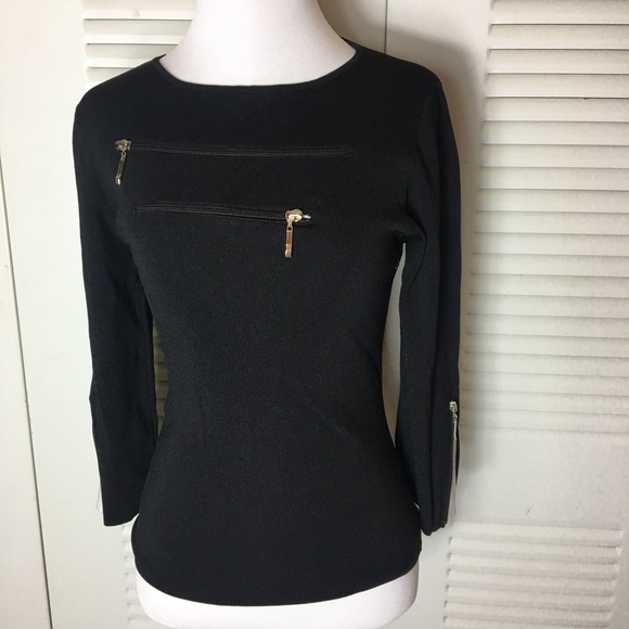 Ziani Couture Sweaters - ZIANI BLACK LONG SLEEVE SWEATER